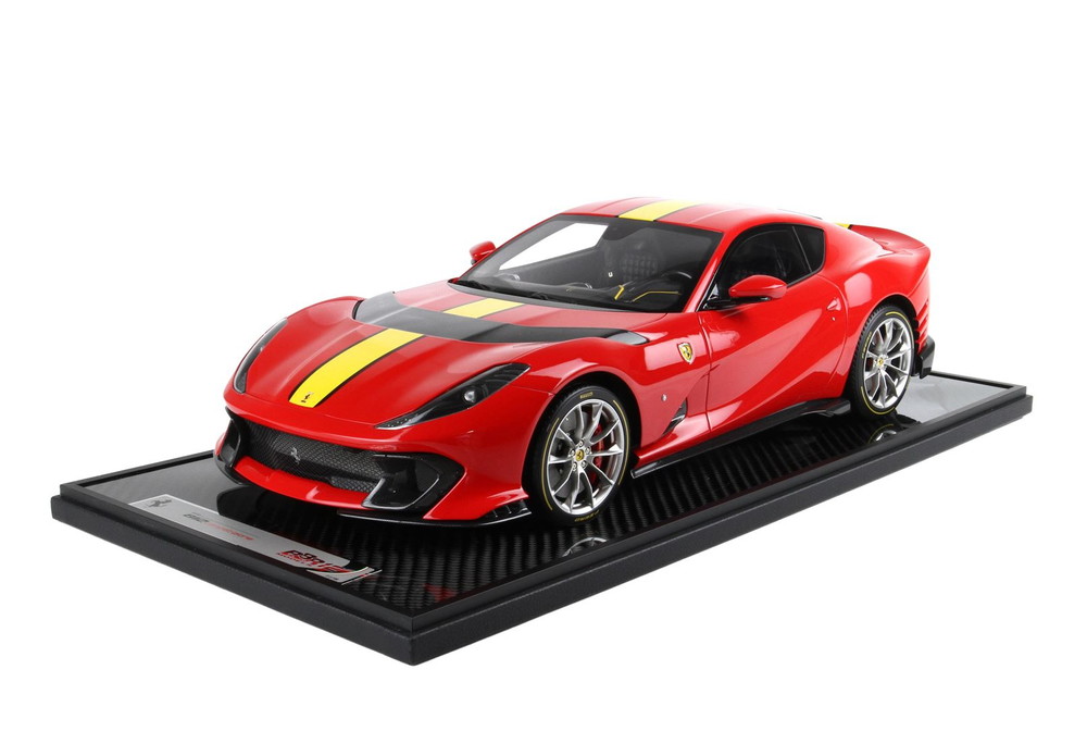 【取って置く】Ferrari 812 Competizione 黄色 縞模様 ロッソコルサ322 黄色タイア/ BBR 1/12 100台押さえるミニカー