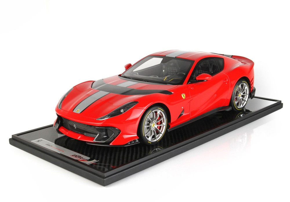 【取って置く】Ferrari 812 Competizione しろがね色縞模様 ロッソコルサ322/ BBR 1/12 150台押さえるミニカー