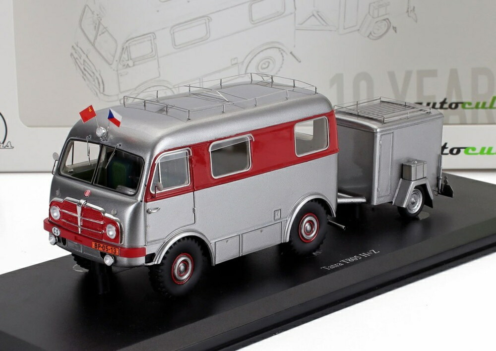 TATRA T805 HZ トレーラ付 チェコ 1953 USB突っ支い棒付 商品目録 2025 しろがね色 赤いこと/ Autocult 1/43 333台押さえるミニカー