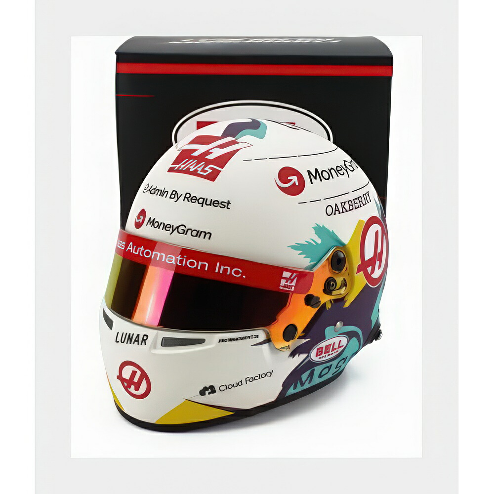 Bell ヘルメット Casco ヘルメット F1 Kevin Magnussen チーム Moneygram Haas #20 シーズン 2024 ホワイト MH4100309/ MINI HELMET 1/2 ミニカー
