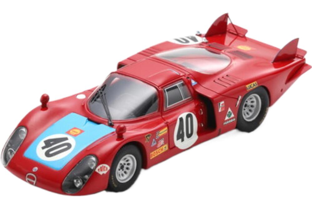 Alfa Romeo 33 2 40 24H Le Mans 1968 M Casoni G Biscaldi Red S4368/ Spark 1/43 ミニカー