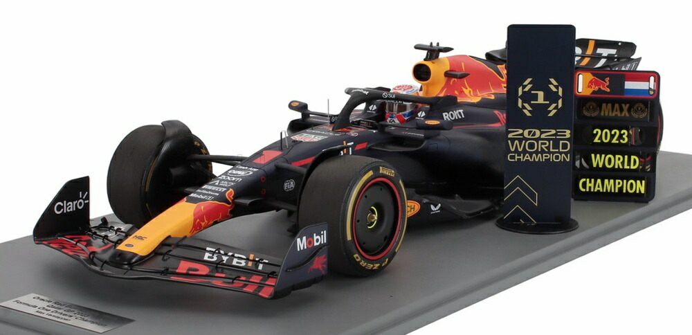 RED BULL F1 RB19 野球クラブ Oracle Red Bull Racing N 1 世界はやりっ児 カタールGP 駛走スピード競技 2023 2位 窪溜まりゲーム盤付 マックス・フェルスタッペン 引っ敷き青碧 / Spark 1/12 ミニカー