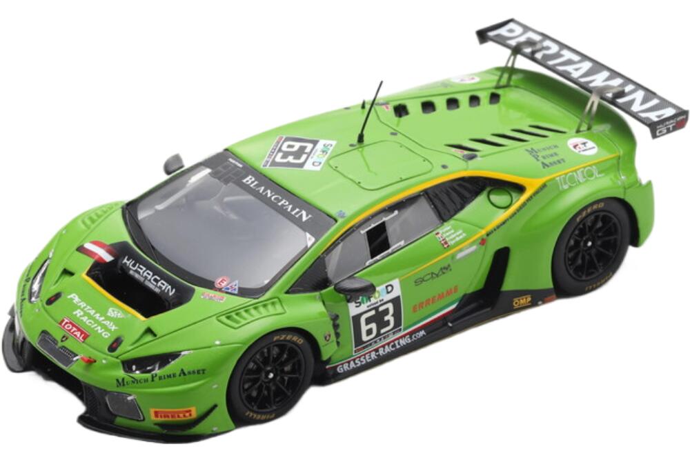 Lamborghini Huracan Gt3 チーム Grasser Racing #63 24H Spa 2016 グリーン ブラック/ Spark 1/43 ミニカー
