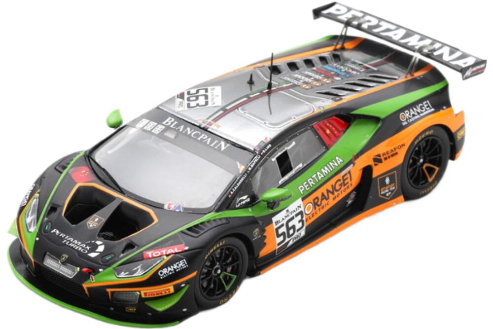 Lamborghini Huracan Gt3 Evo チーム Fff Racing 563 24H スパ 2019 D Lind A Caldarelli M Mapelli Black Green Orange SB323/ Spark 1/43 ミニカー