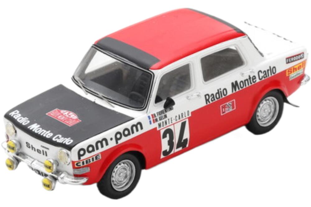 Simca 1000 Rally 2 Rally Montecarlo 1973 B Fiorentino M Gelin Red White Black S9457/ Spark 1/43 ミニカー
