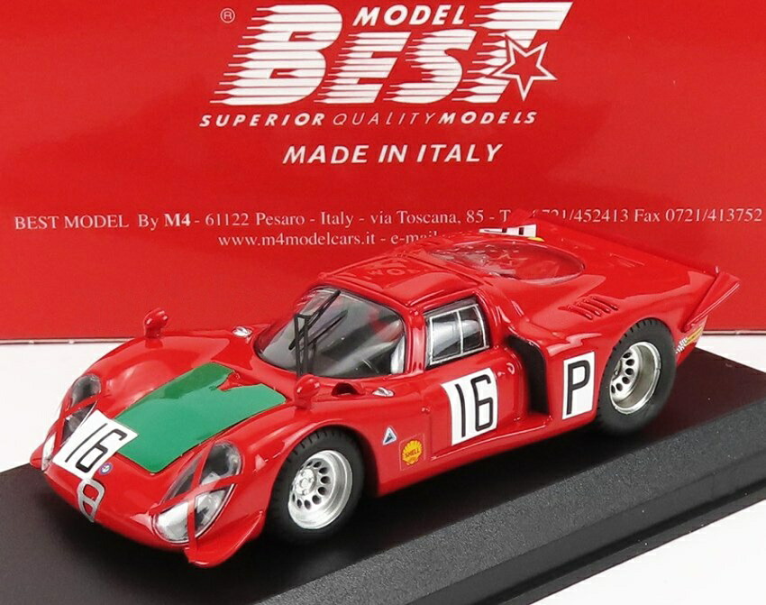 ALFA ROMEO 33.2 N 16 ニュルブルクリンク 1968 Ｉ.ギュンティ ナンニ・ギャリ レッド グリーン / Best-Model 1/43 ミニカー｜ラストホビー
