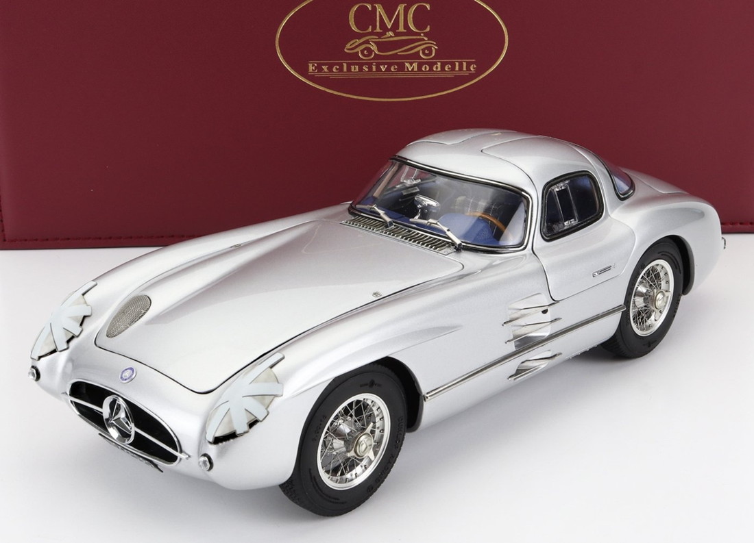【取って置く】 Mercedes-Benzメルセデスベンツ 300 SLR Uhlenhautウーレンハウト Coupeクーペ 1955 No.15 Swedenスウェーデン王国 GP しろがね色 / CMC 1/18 ミニカー