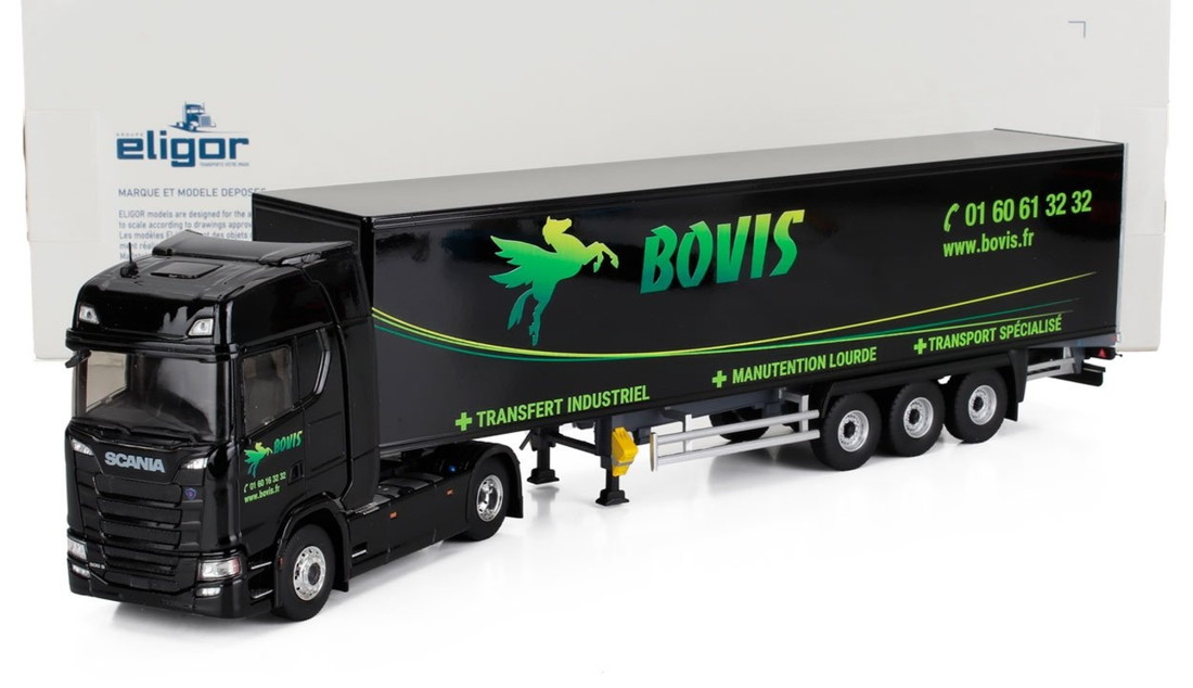 Scaniaスカニア S500 Truck Cassonatoカッソナートトラック Bovis Transportsボビストランスポート 2021 ブラック / ELIGOR 1/43 トラック商用車