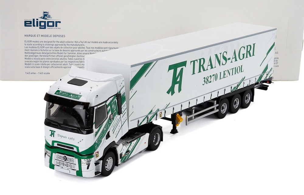RENAULT T LINE HIGH 貨物自動車 幌付 TRANS AGRI 2023 白いこと 緑であること / ELIGOR 1/43 ミニカー