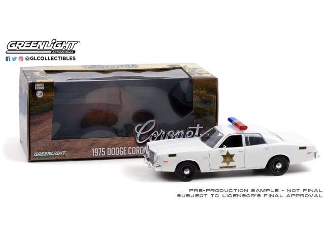 1975 ダッジ コロネット ハザード郡 シェリフ 刑事警察 お巡りさん鉄道車両 ミニカー / Greenlight 1/24 ミニカー 乗り物のおもちゃ-ミニカー・トイカー