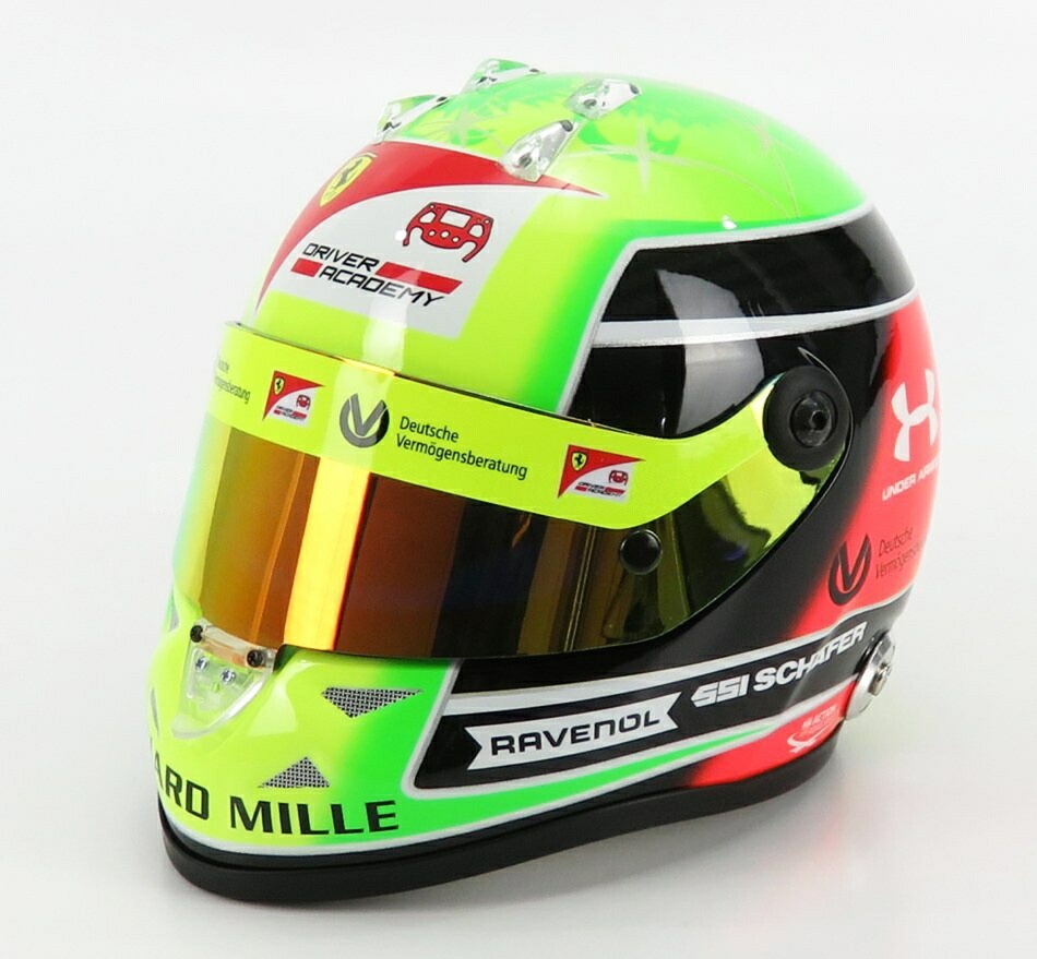 SCHUBERTH HELMET F2 ミック・シューマッハ TEAM PREMA N 20 2020年 F2はやりっ子 黄色 / MINI HELMET 1/2 ミニカー