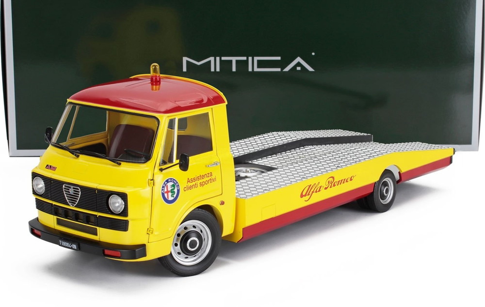 【取っておく】8-10月以後発売予定を組むALFA ROMEO A12 (F12) レッカー 第2続きもの 1977 黄色 赤いこと 外国で押さえる/ MITICA 1/18 ミニカー