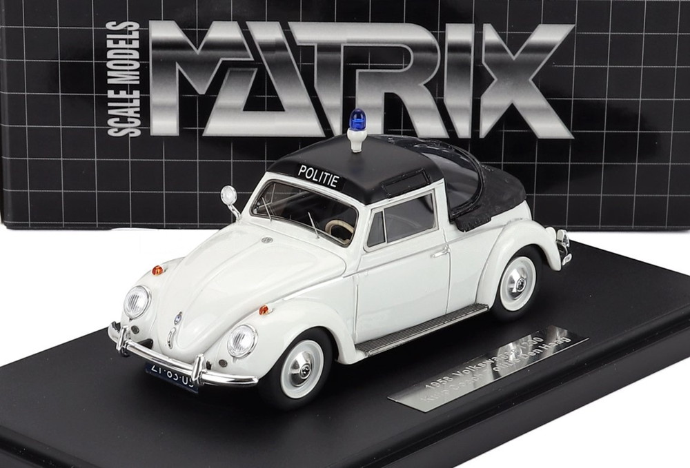 VOLKSWAGEN ビートル クイップ・コーチ セミコンバーチブル 警察車両 1958 クローズ ホワイト ブラック / Matrix 1/43 ミニカー|ラストホビー