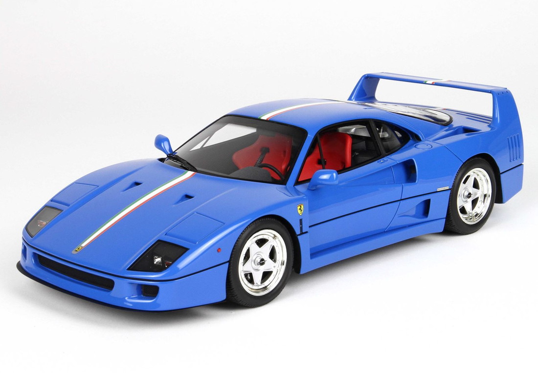 【取っておく】Ferrariフェラーリ F40 1987 Light blue Italian flag 居敷き赤いこと / BBR 1/43 ミニカー