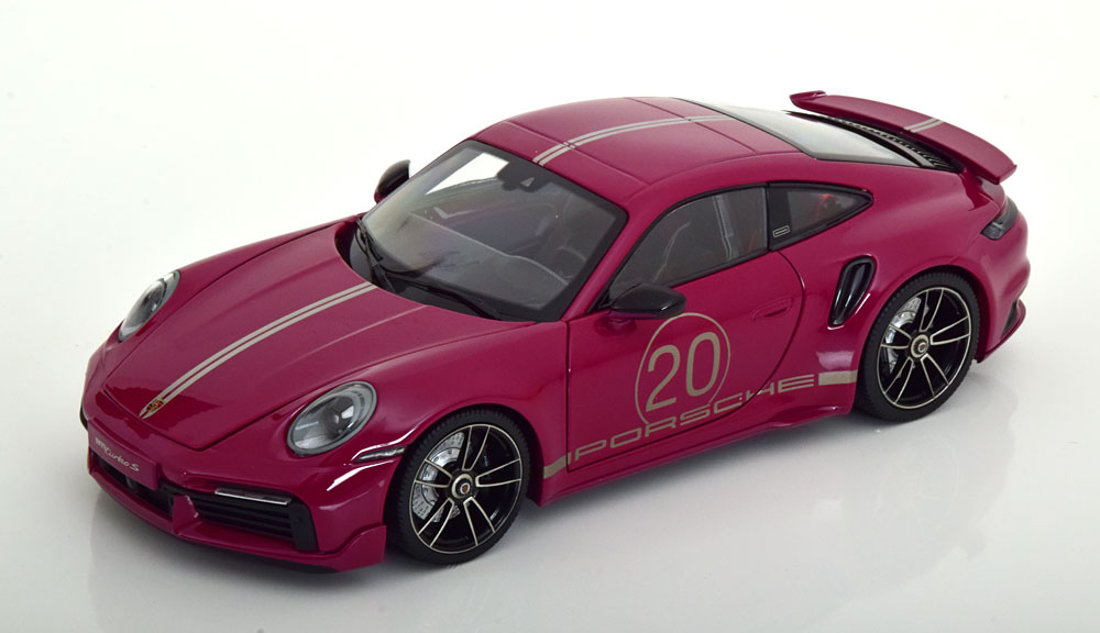Porscheポルシェ 911 (992) Turbo SターボS Sport Design運動競技青写真 2021 うす暗い赤いこと / MINICHAMPS 1/18 ミニカー