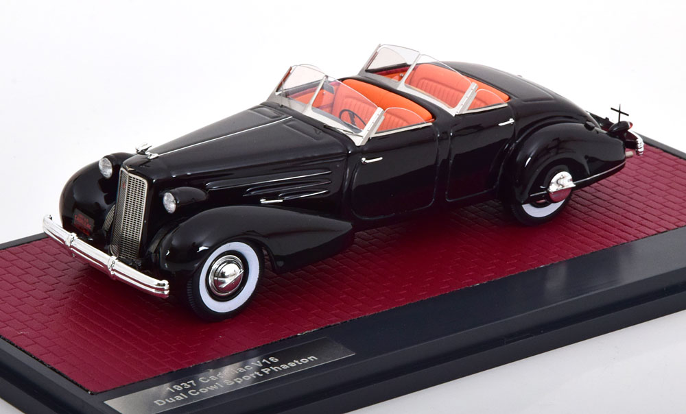Cadillacキャデラック V16 Dual Sport Phaetonデュアルスポーツフェートン 1937 黒いこと 制限事項408台 / Matrix 1/43 ミニカー 乗り物のおもちゃ-おもちゃ