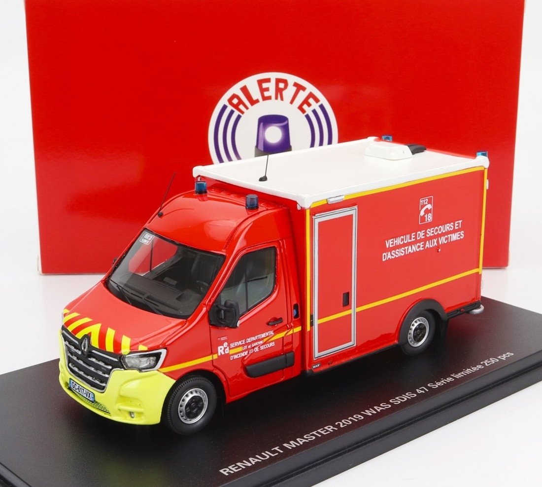RENAULTルノー マスター バン WAS SDIS 47 救急車 消防 2019 レッドホワイトイエロー 250台限定 / ALERTE 1/43 ミニカー