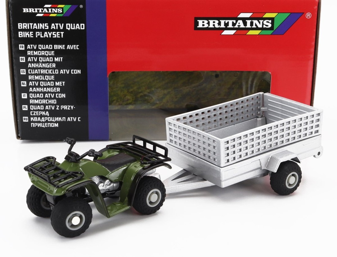 YAMAHAヤマハ 四輪うば車 4x4 トレーラ 2009 緑であることしろがね色 / BRITAINS 1/32 ミニカー