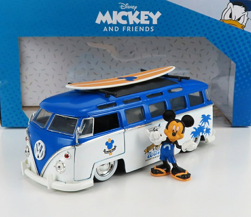 VWフォルクスワーゲン T1 サンバ ミニバス 1962 ミッキーマウスフィギュア ウォルトディズニー ホワイトブルー TV SERIES / JADA 1/24 ミニカー
