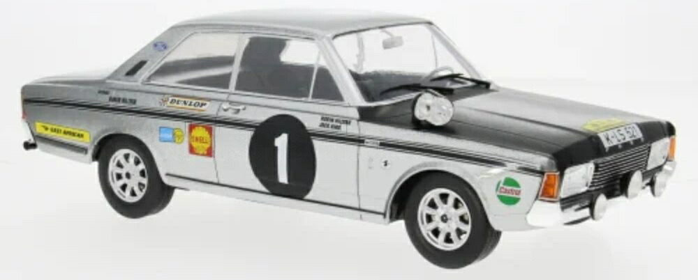 【予約】2026年発売予定FORD ENGLANDフォードイングランド TAUNUS 20M RS P7B N 1 優勝 ラリー イーストアフリカンサファリ 1969 ブラック ホワイト / MCG 1/18 ミニカー