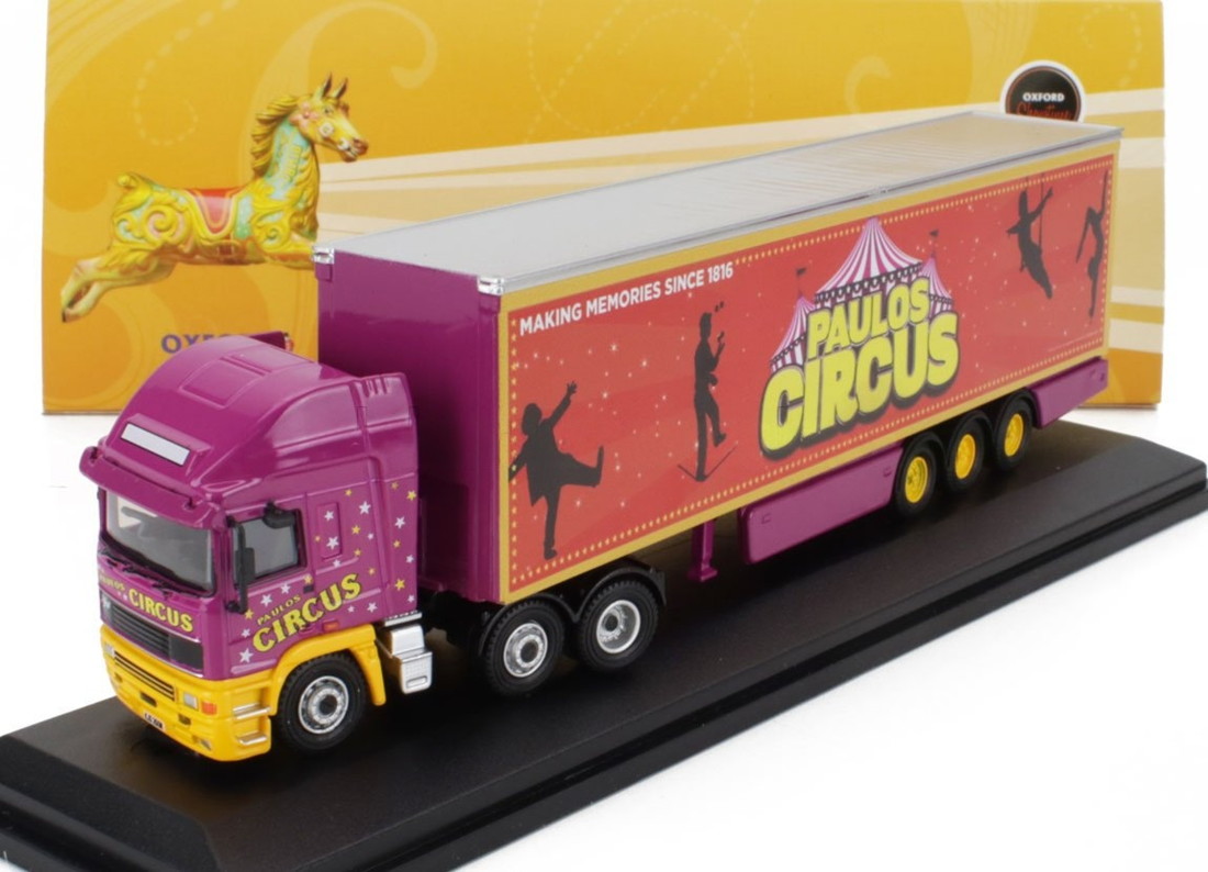 DAFダフ諸島 貨物自動車 PAULOS CIRCUS 1985 オレンジ色 パープル 黄み / oxford 1/76 ミニカー 車-乗り物のおもちゃ