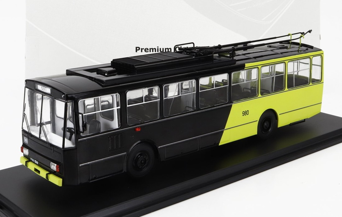 SKODAシュコダ 14TR 2階建てバス トロリーバス 共有付き合い 1972 黒いこと黄色 / PREMIUM CLASSIXXS 1/43 ミニカー