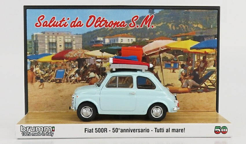 Fiatフィアット 500R 1972 Tutti al mare Saluti da Oltrona S.M. ライトブルー 200台限定 50周年記念 / BRUMM 1/43 ミニカー｜ラストホビー 10,412円