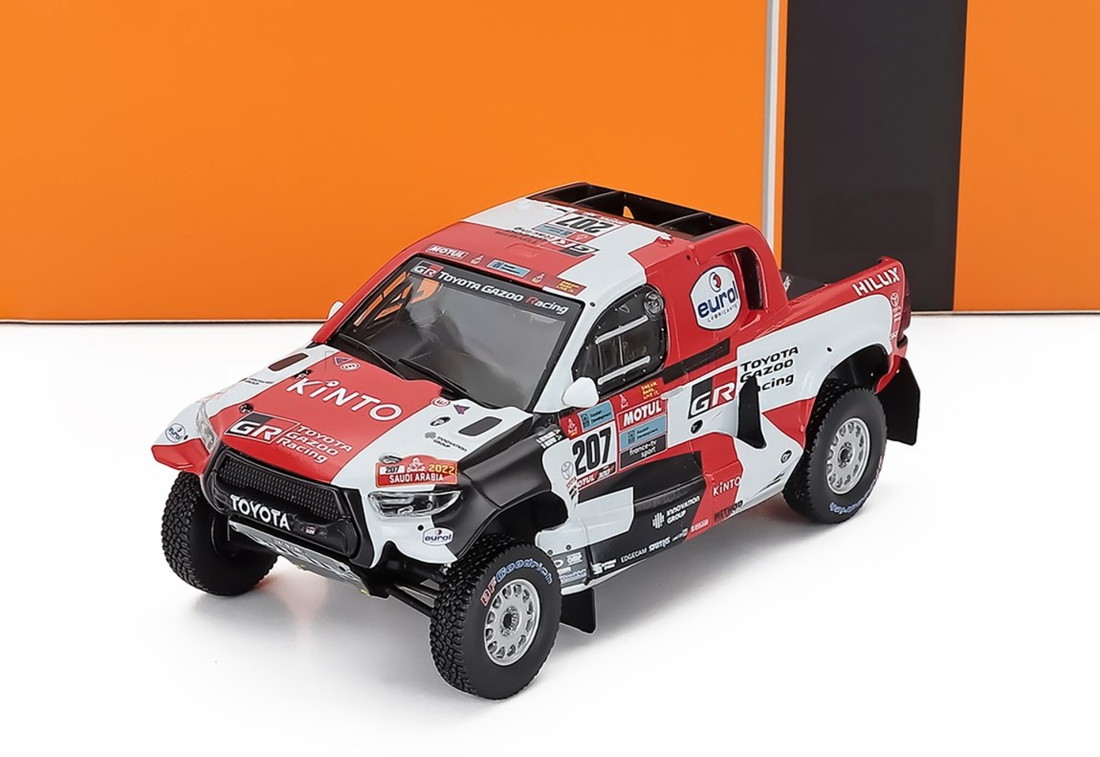 【取って置く】 Toyotaトヨタ Hilux GR DKR EVO T1+ Team Gazoo Racing No.207 Rally Dakar 2022 Giniel de Villie / IXO 1/43 ミニカー おもちゃ-車