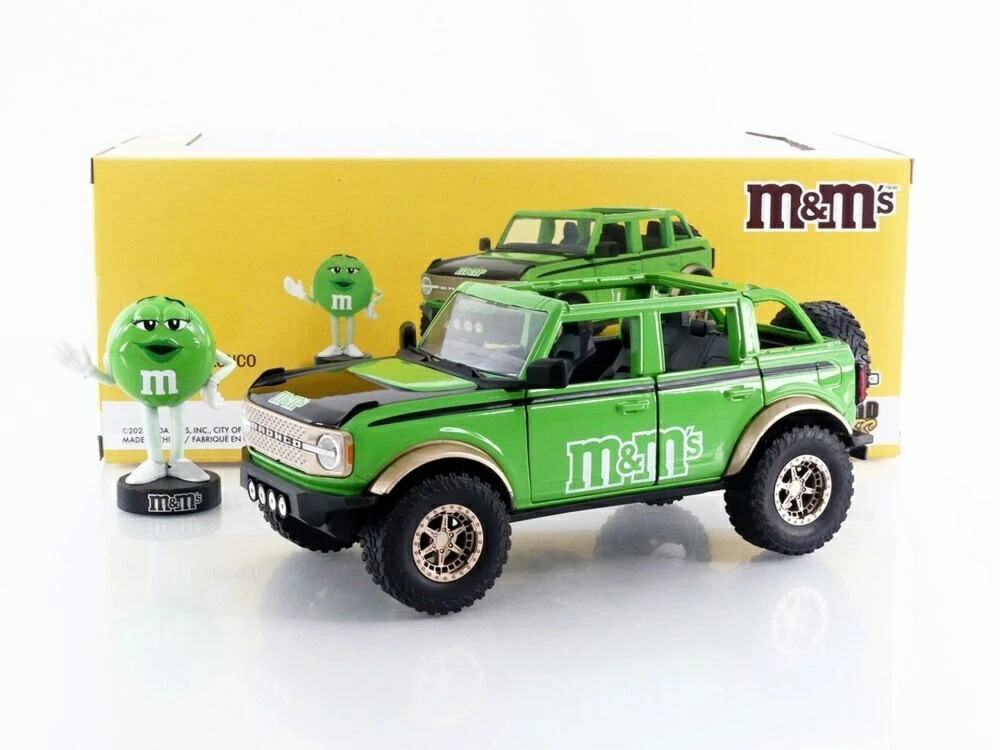 ジェラルド・r・フォード ブロンコ 2021 M\u0026M\u0027s 緑であること 図形付き添い人 / Jada Toys 1/24 ミニカー
