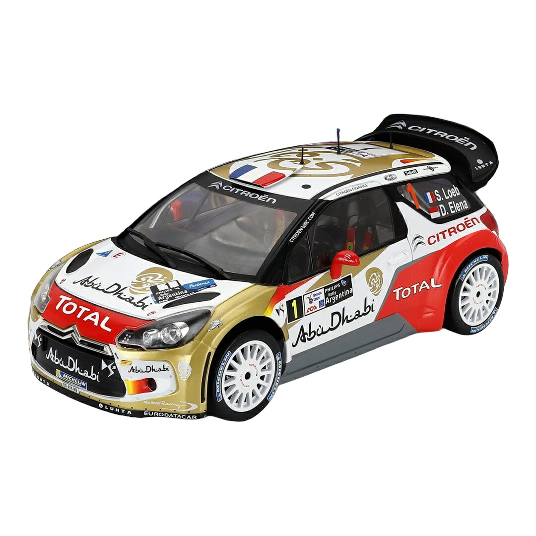 Citroenシトロエン DS3 WRC #1 ラリーアルゼンチン 2013 S.Loeb D.Elena レッド ゴールド ホワイト / EDICOLA 1/18 ミニカー｜ラストホビー