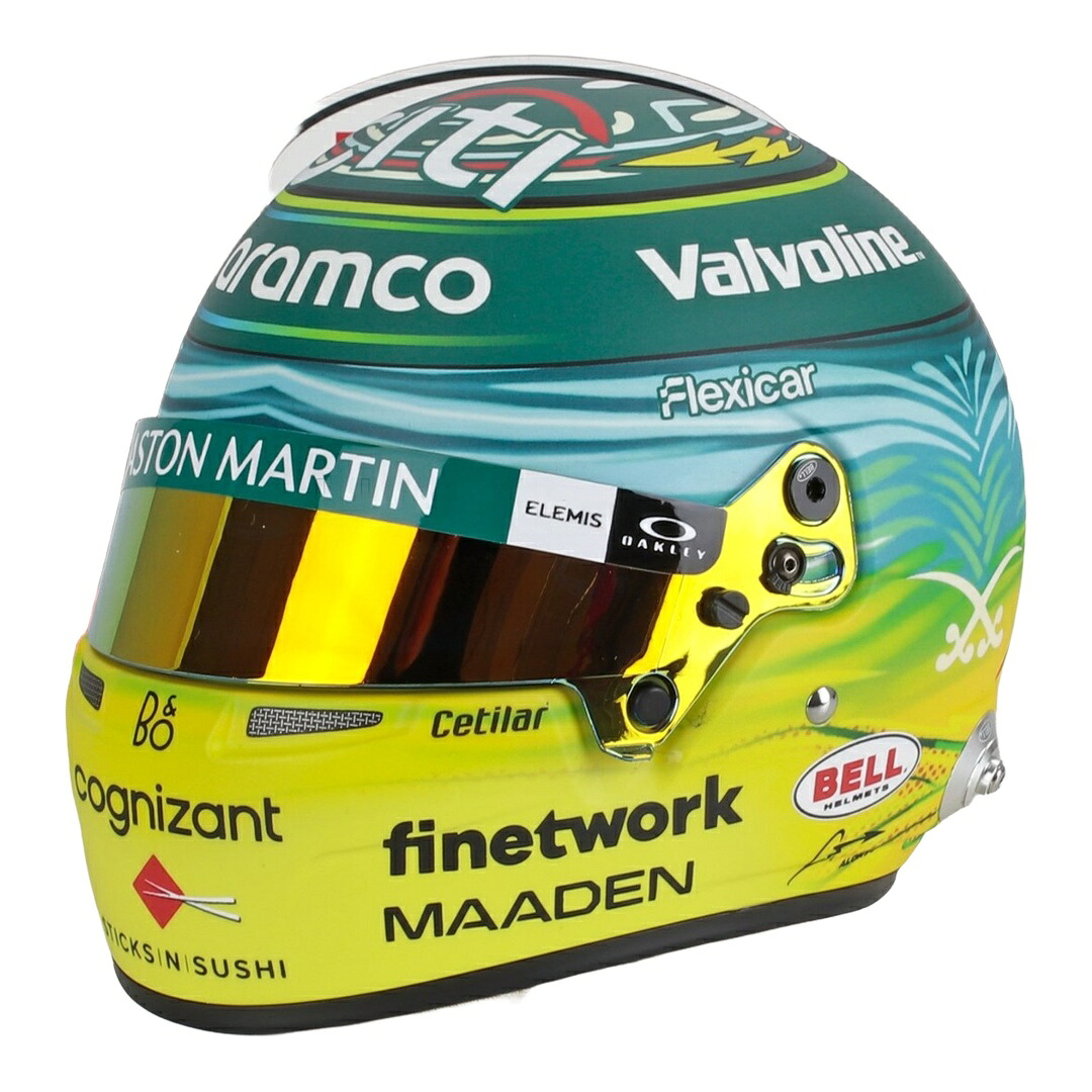 Fernando Alonso フェルナンドアロンソ ヘルメット Aston Martinアストンマーティン #14 サウジアラビアGP 2025 グリーン イエロー / MINI HELMET 1/2 ミニカー|ラストホビー