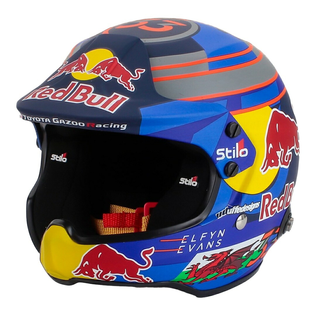 Stiloヘルメット Elfyn Evans Toyotaトヨタ Yaris GR Rally1 Hybrid 2024 ブルー レッド イエロー / MINI HELMET 1/2 ミニカー|ラストホビー