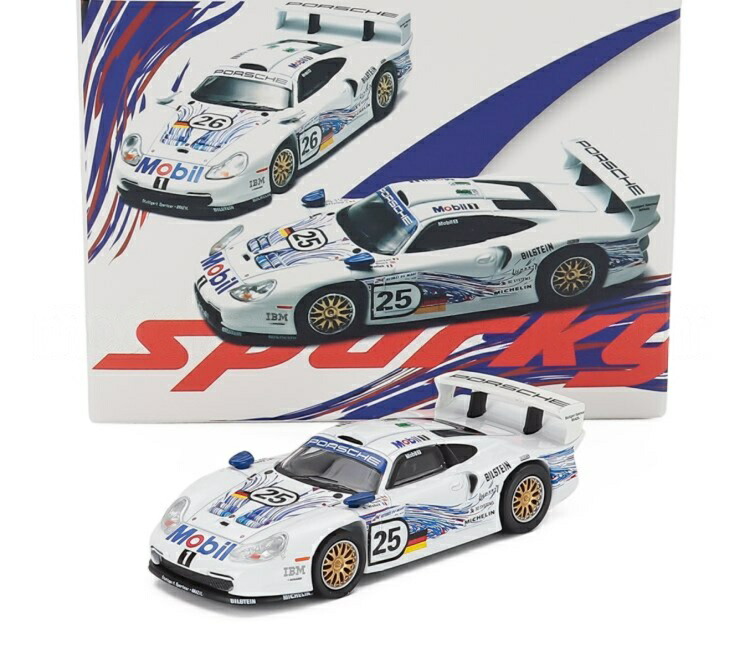 Porsche Set 2x 911 3.2L GT1 Evo 1997 Team Porsche AG 24h Le Mans No.25 Stuck Boutsen Wollek / Spark 1/64 ミニカー