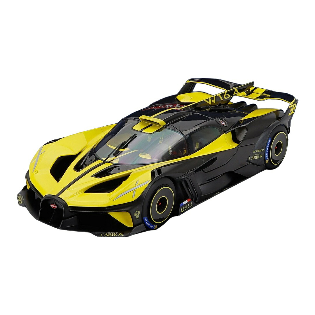 Bugattiブガッティ Bolideボリード 2020 W16.4 8.0 Four Turbo 1850hp 500粁/h Yellow黄色 Blackブラッ / MR Collection 1/18 ミニカー
