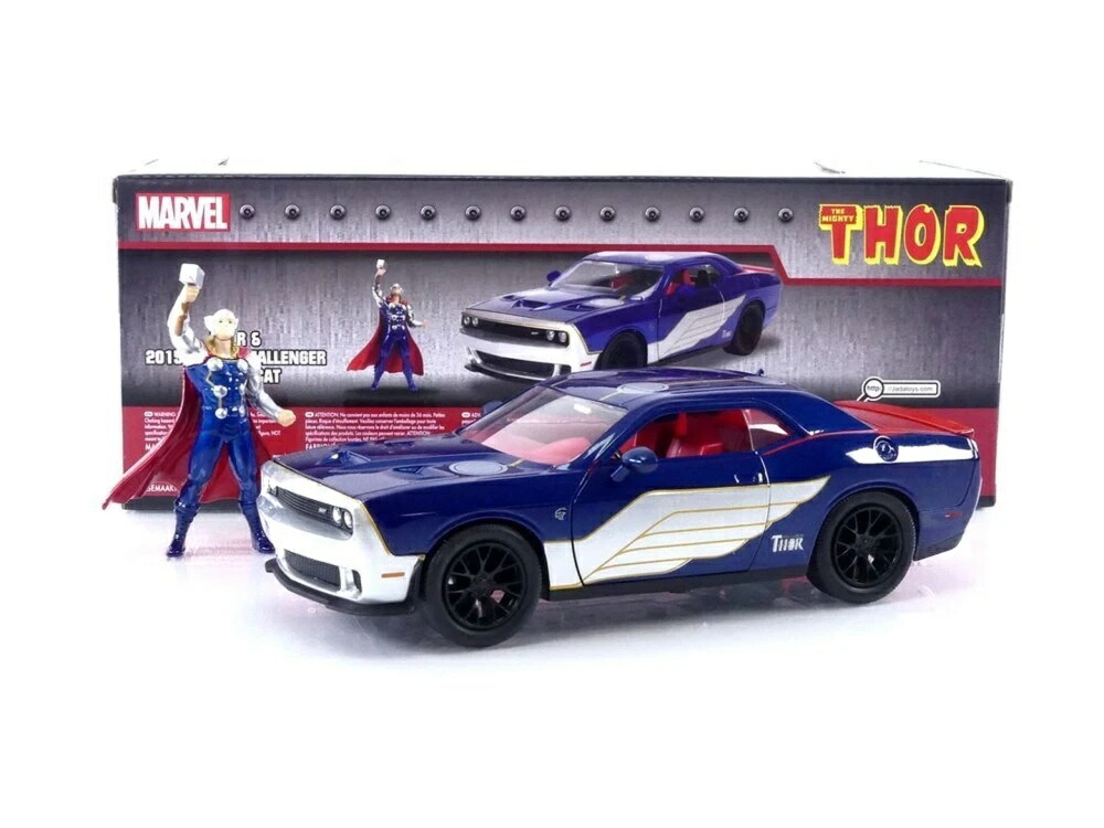 ダッジ チャレンジャー SRT8 ヘルキャット 2015 マイティ・ソー 図形付き添い人 青色 / Jada Toys 1/24 ミニカー