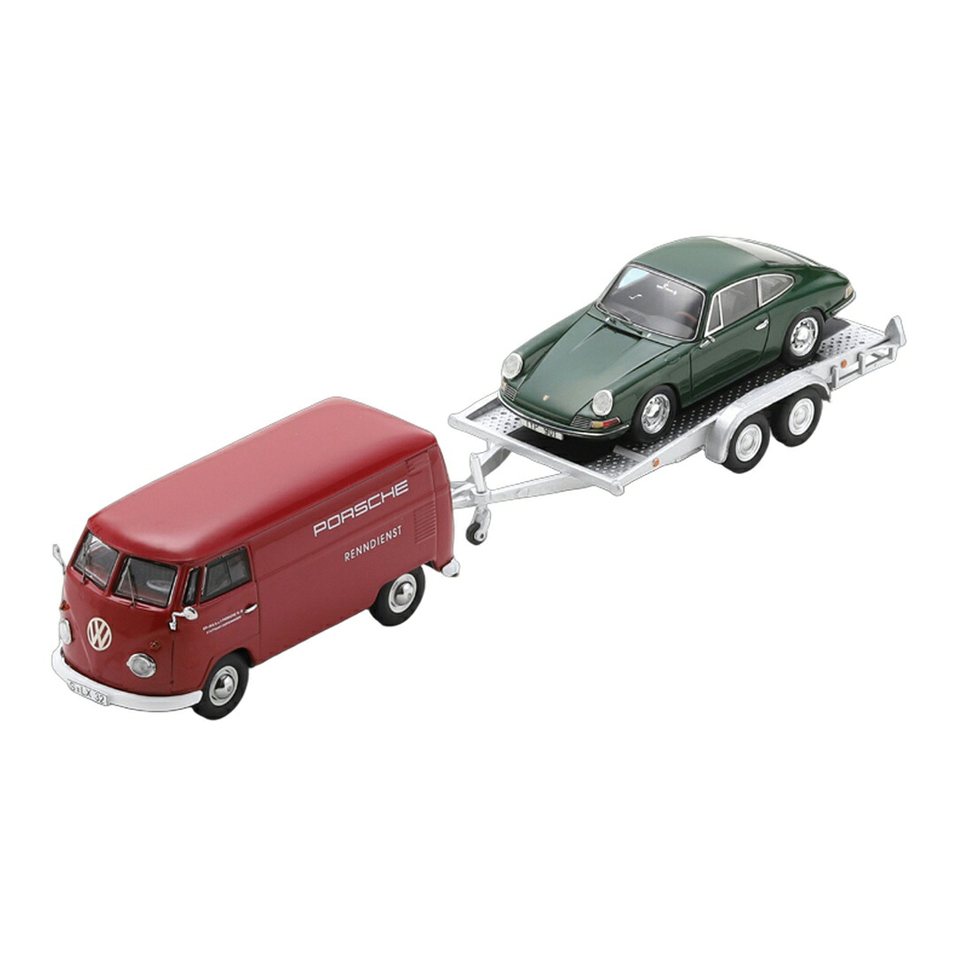 VWフォルクスワーゲン T1b Bulli Van 鉄道車両トレーラ Porscheポルシェ 901 赤いこと 緑であること / Schuco 1/43 ミニカー