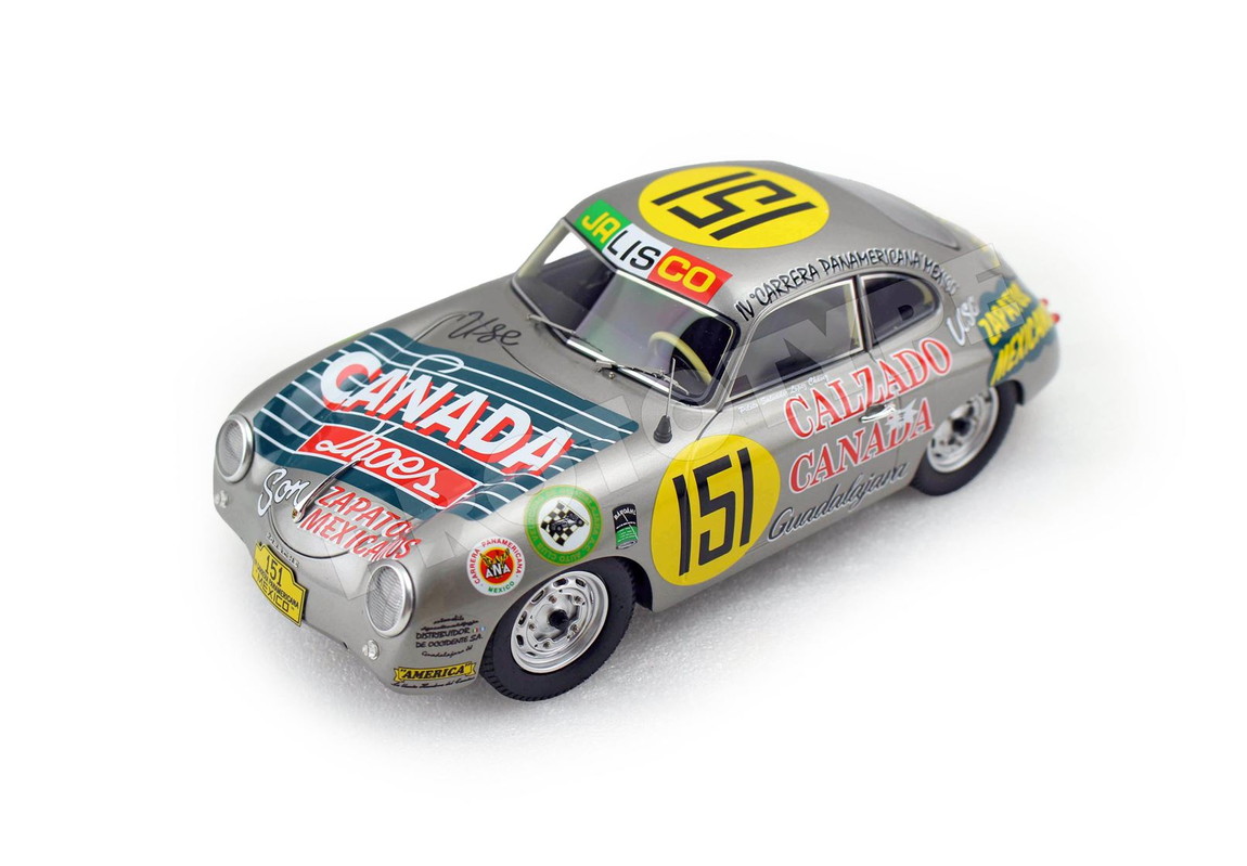 【取っておく】Porscheポルシェ 356A 4th Carrera Panamericana 1954 Canada Shoes car n151 / BBR 1/18 ミニカー