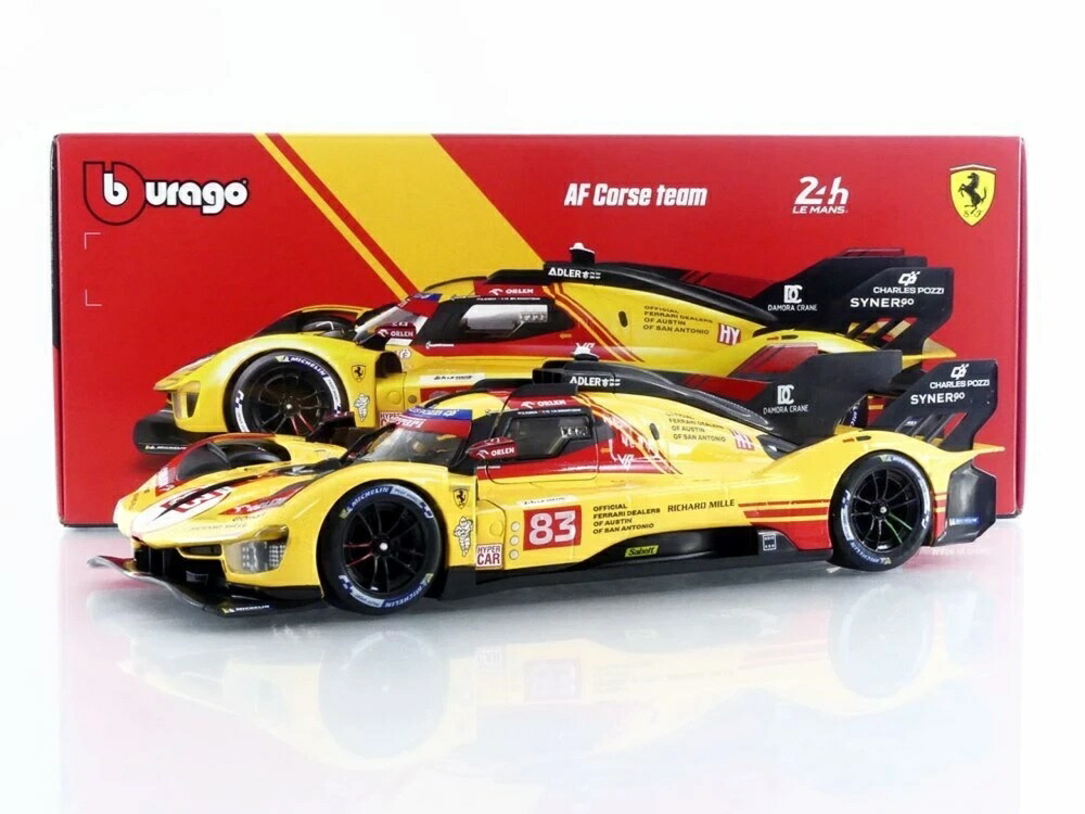 フェラーリ 499P #83 ル・マン24第四次元 2024 黄色 / Bburago 1/18 ミニカー