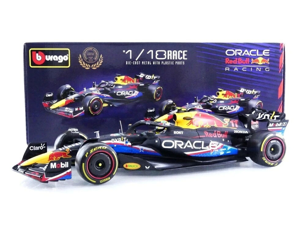 赤いことブル RB19 #11 セルジオ・ペレス 2023 オースティンGP 青碧 / Bburago 1/18 ミニカー