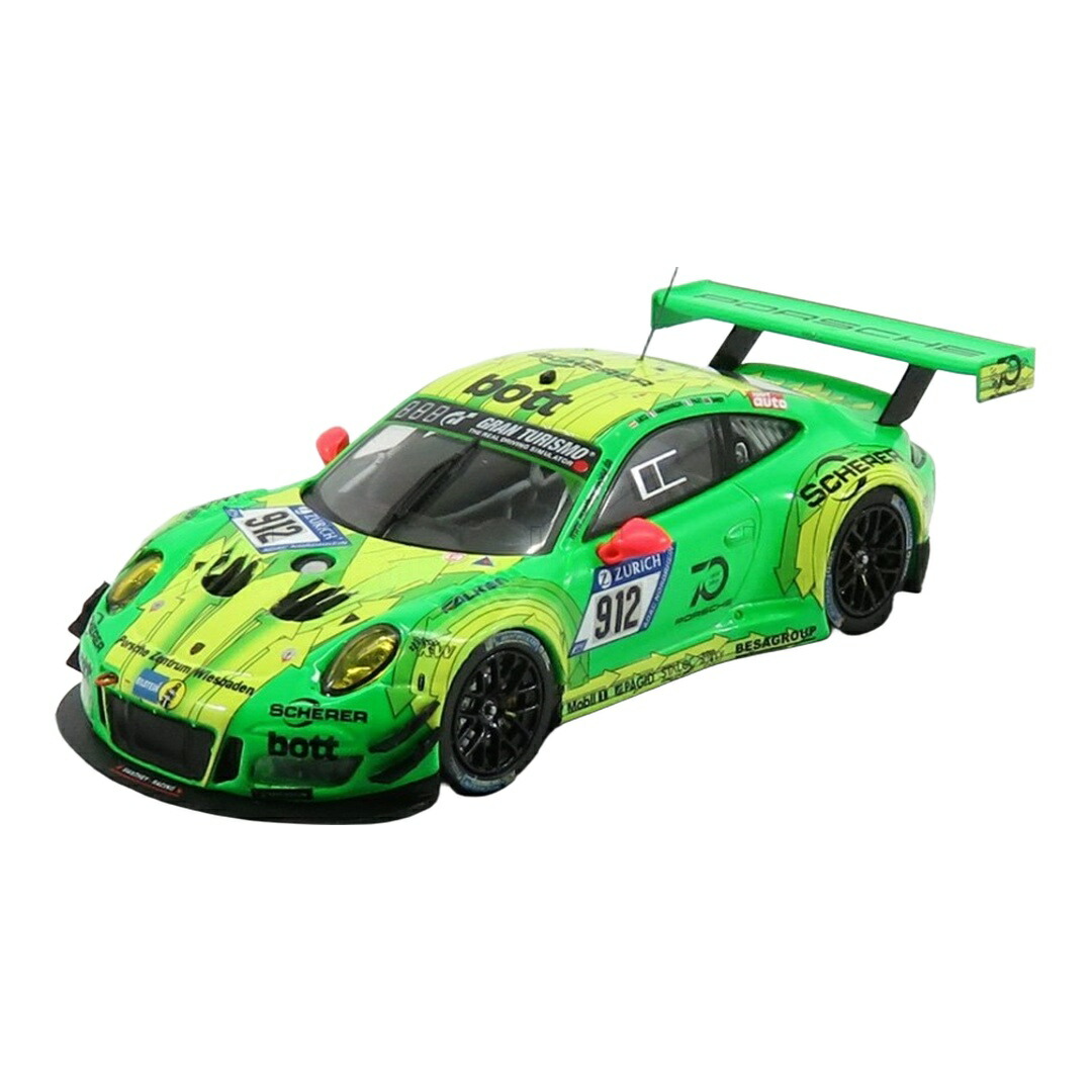 Porscheポルシェ 911 991 GT3 R #912 チームマンタイレーシング 24第四次元ニュルブルクリンク 2018 緑であること/黄色 / CMR 1/43 ミニカー