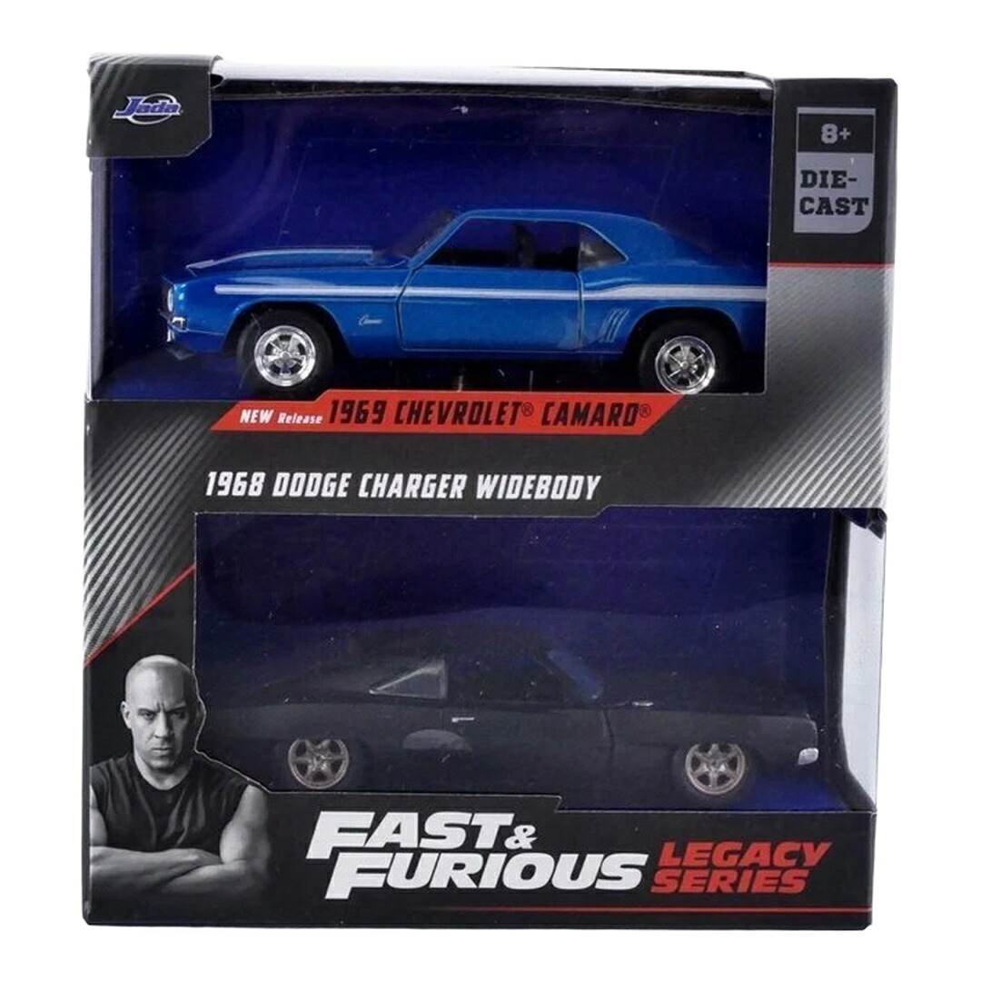 1969 シボレー カマロ 青碧 1968 ダッジ チャージャー 広広とした上半身 引っ敷き黒いこと 2台書き割り / JADA 1/32 ミニカー