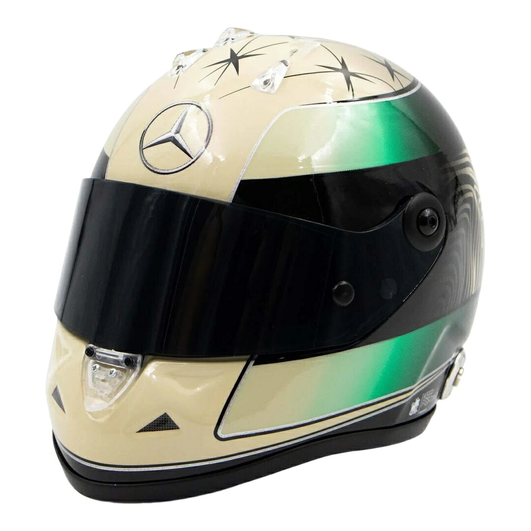【取って置く】 Schuberth安全帽 Mick Schumacher Mercedes AMG Petronas 2024 #47 ゴールド 緑であること 黒いこと / MINI HELMET 1/2 ミニカー