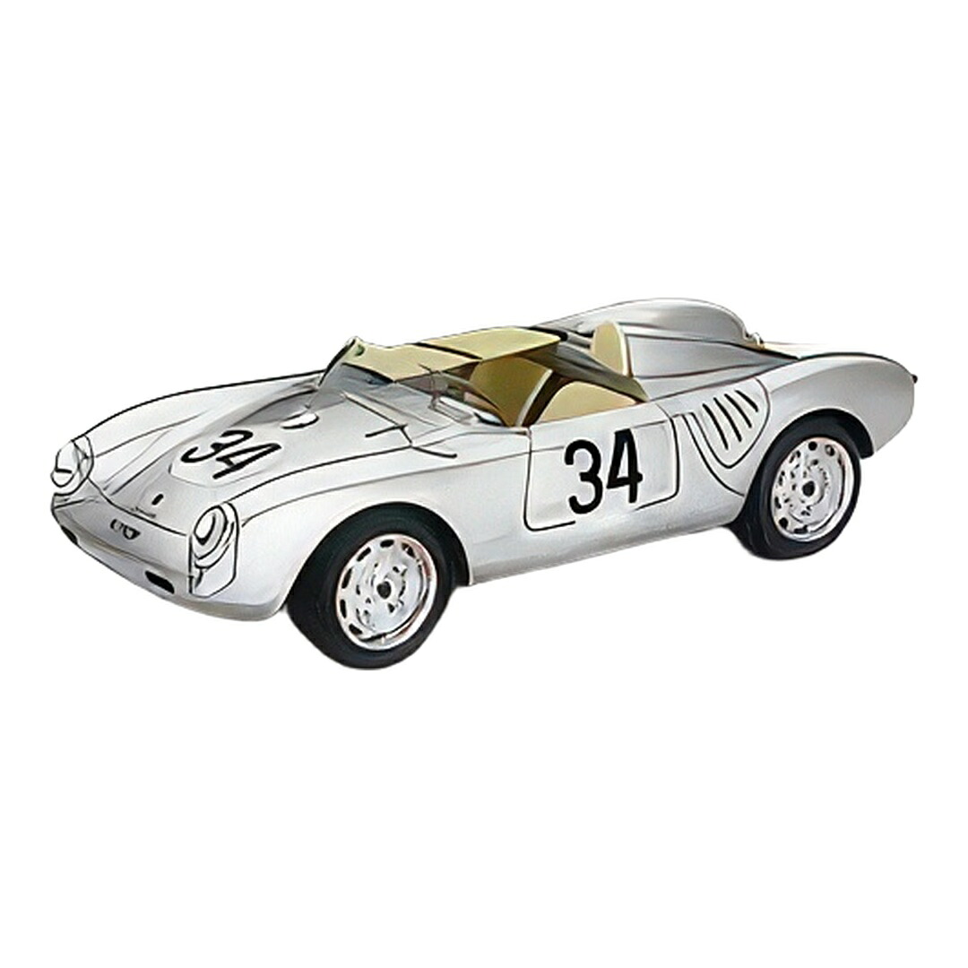 ポルシェ 550A 野球クラブポルシェKg #34 24第四次元ルマン 1957 しろがね色 C.Storez E.Crawford / Tecno 1/43 ミニカー