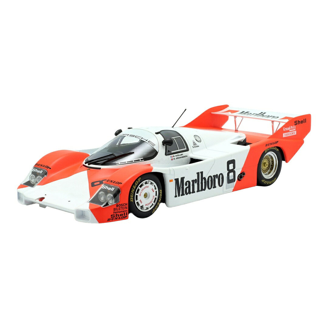 【取っておく】 Porscheポルシェ 956 2.6L ターボ #8 チームヨースト 1000粁 しろがね色石ころ 1983 B.Wolleck S.Johansson 白いこと/レッ / Werk83 1/18 ミニカー