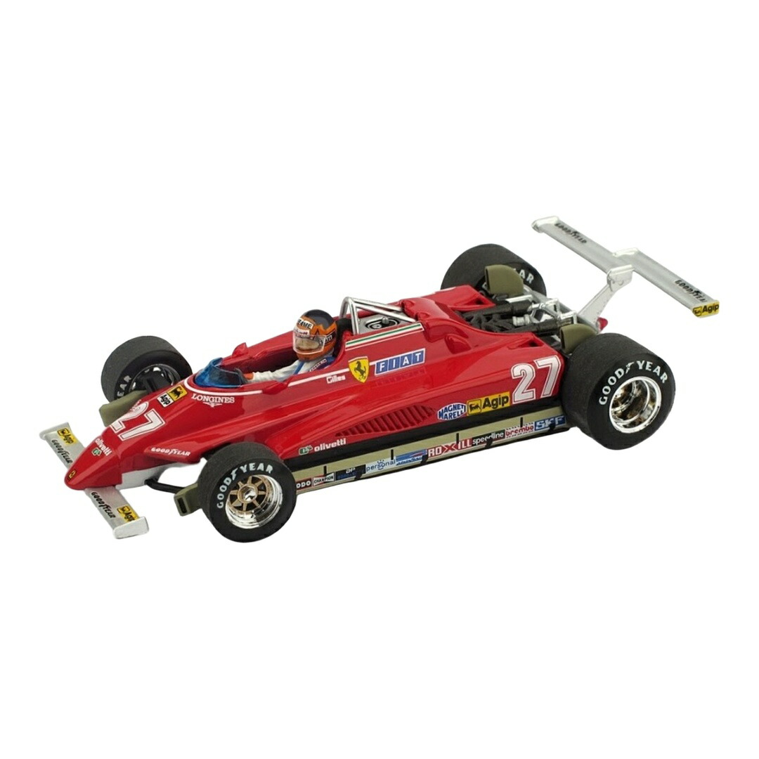 Ferrariフェラーリ 126 C2 ターボ 1982 赤いこと #27 GP USA West ロング砂浜 ジル・ヴィルヌーヴ １番ウッド図形付 / BRUMM 1/43