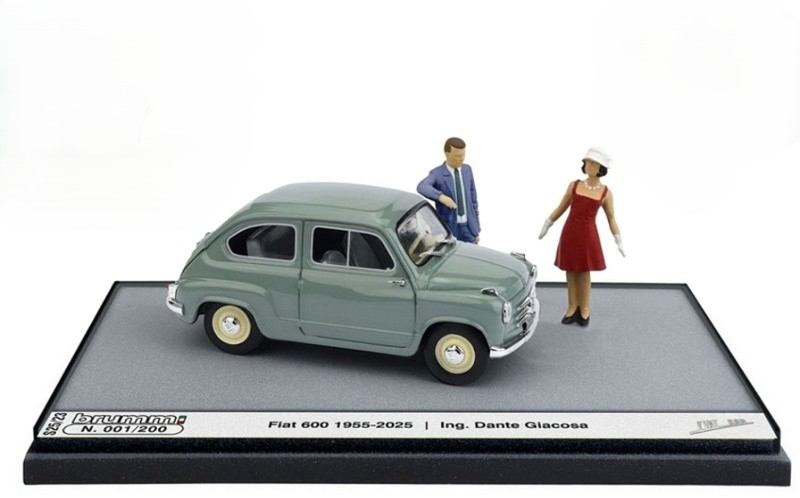 Fiatフィアット 600 1aシリーズ 1955 70周年記念 ダンテ・ジアコーサ 200台限定 グレー / BRUMM 1/43 ミニカー｜ラストホビー