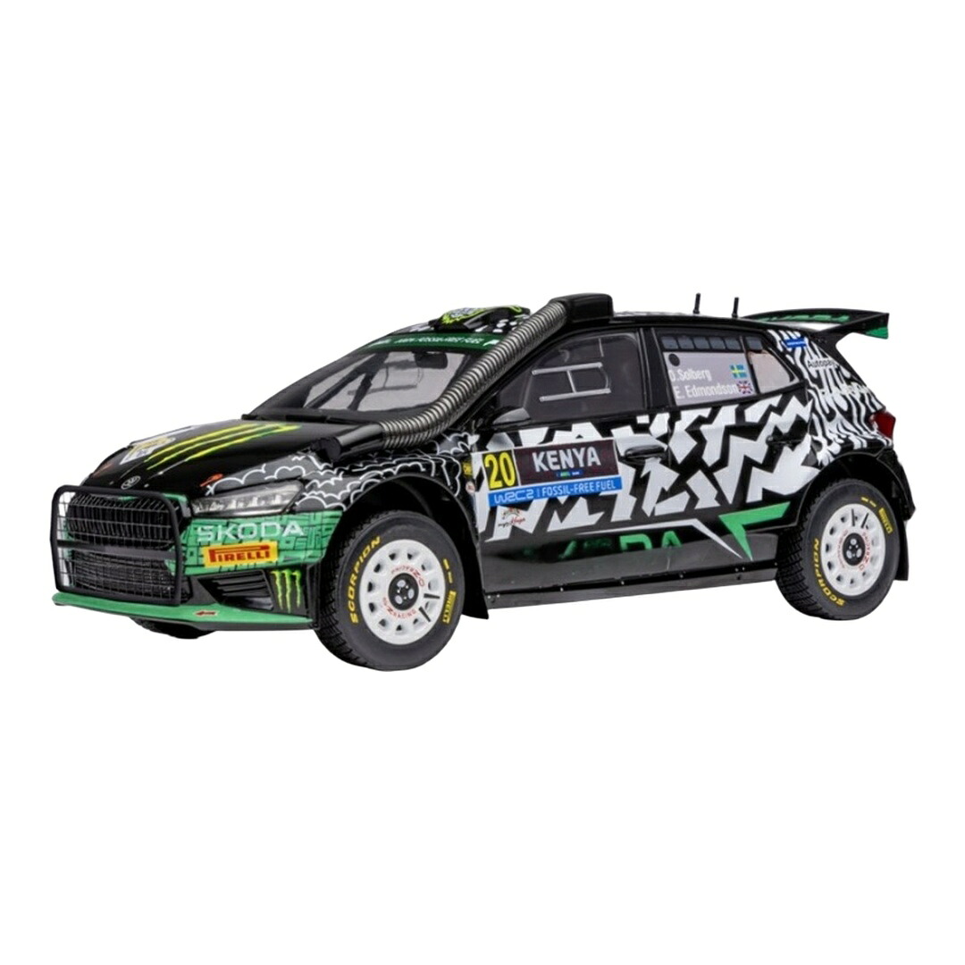 Skodaシュコダ Fabiaファビア #20 ラリーサファリケニア 2024 Solberg-Edmondson 黒いこと / IXO MODELS 1/18 ミニカー