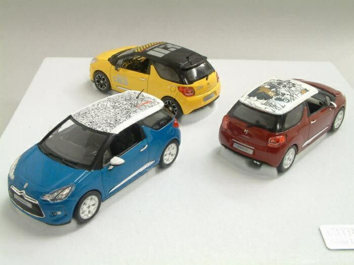 Citroenシトロエン DS3 2010 3台仕掛ける 青色 黄色 赤いこと / NOREV 1/43 ミニカー