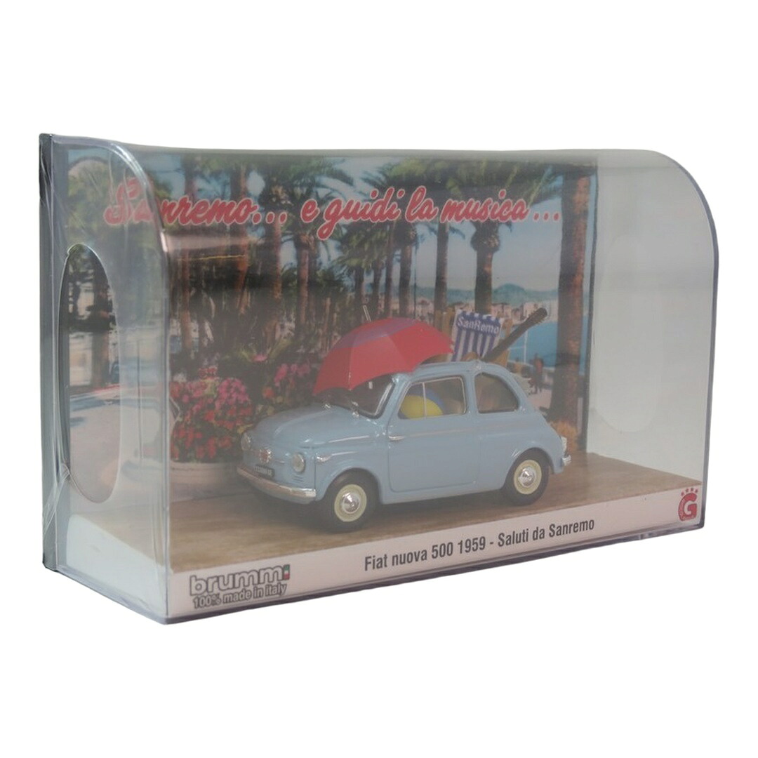 Fiatフィアット Nuova 500 1959 サルーティ ダ サンレモ ライトブルー / BRUMM 1/43 ミニカー|ラストホビー