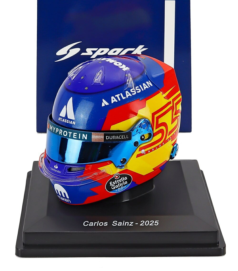 Carlos Sainz カルロスサインツ ヘルメット Williamsウィリアムズ 2025 #55 ブルー イエロー レッド / Spark 1/5 ミニカー｜ラストホビー